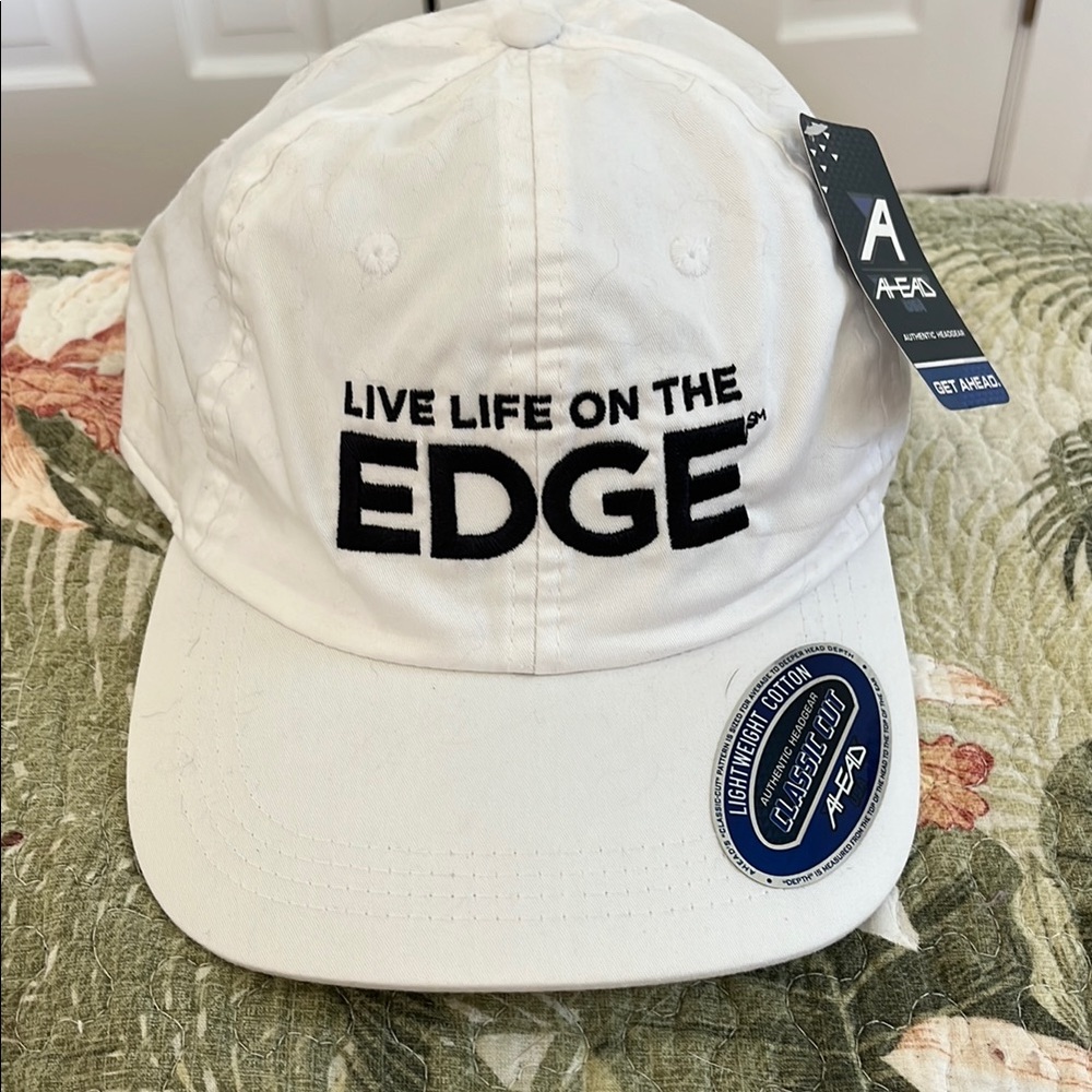 Head White Cap with Black Embroidery